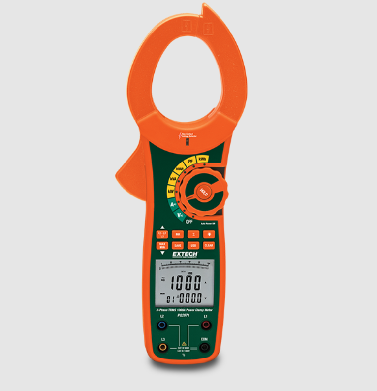 1-/3-Phase 1000A True RMS AC Power Clamp Meter